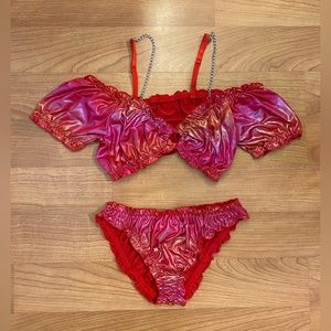 Pink & Orange Metallic Two Piece Festival Set